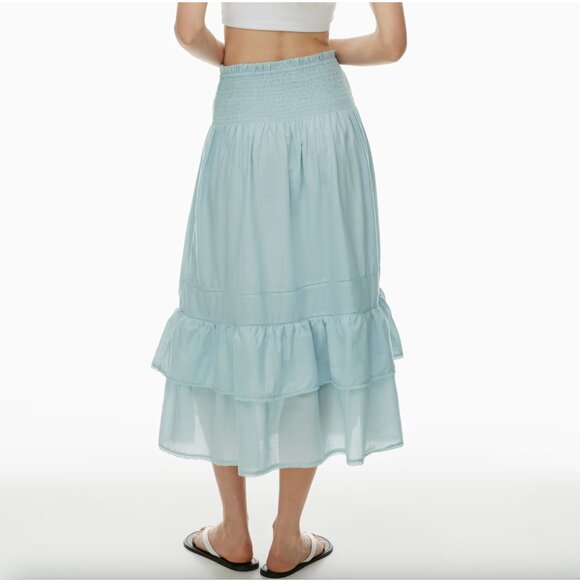 Aritzia Little Moon Nicoya Maxi Skirt Tiered Organic Cotton Blue Size XS - Picture 2 of 8